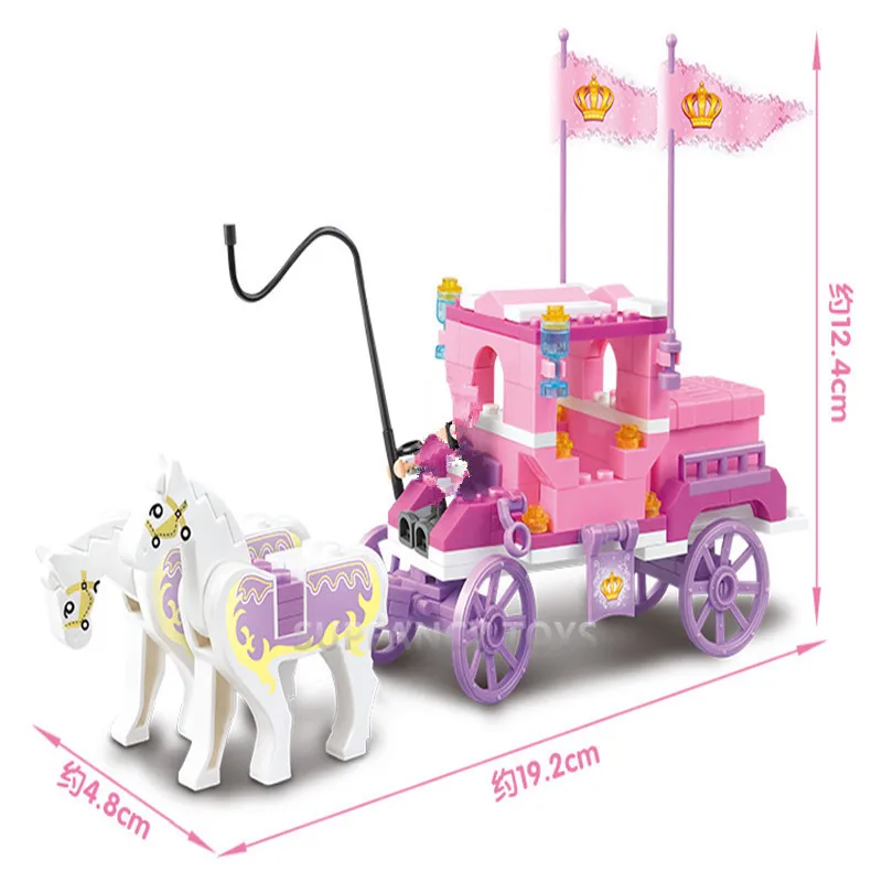 

137Pcs Girl Friends Princess Royal Carriage Wagon Model Building Blocks Sets Figures Bricks Educational Toys For Girls