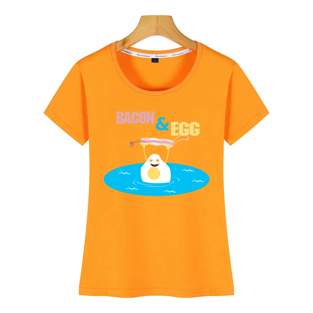 Футболка женская хлопковая топ с рисунком бекона яичка жареной грязного танца