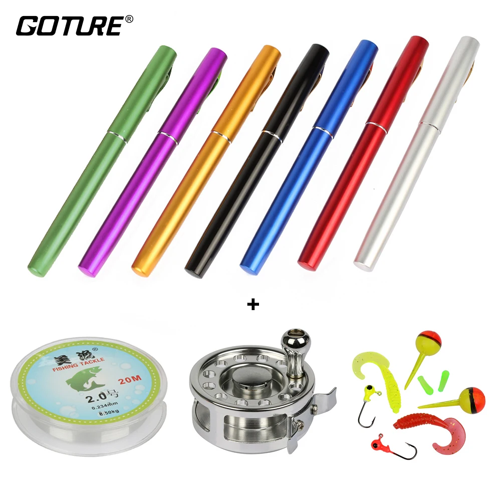 Goture Мини карманная удочка для подледного лова и Катушка комбо набор