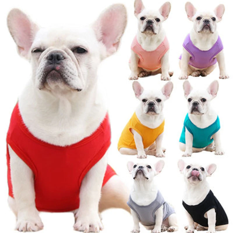 

Summer Dog Clothes Pet Vest For Medium Large Dogs Clothes Solid Tshirt Big Dogs Costume Pet Clothing French Bulldog Pet Supplies