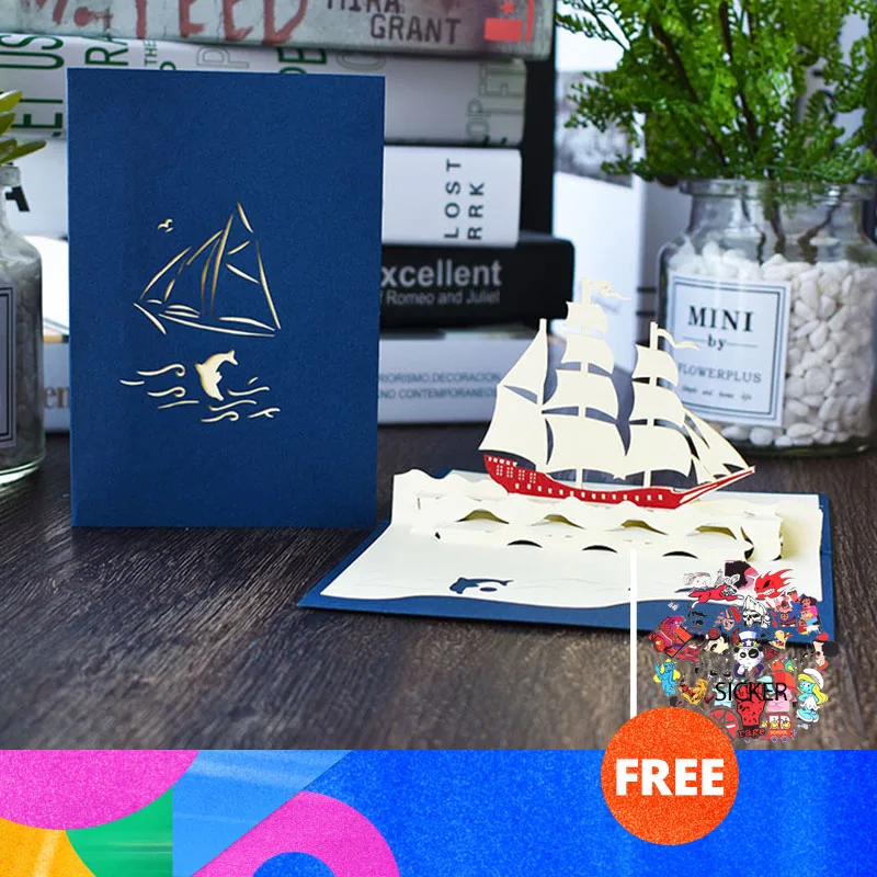 3D всплывающие поздравительные открытки открытка с лодкой жена друг ребенок