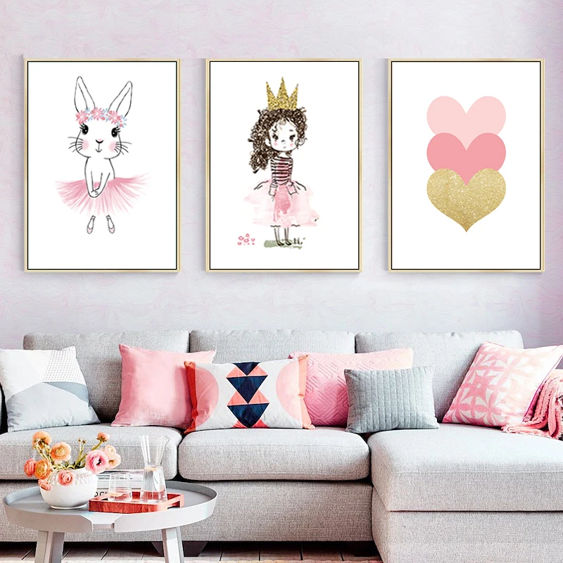 Детский постер с кроликом в скандинавском стиле настенные художественные