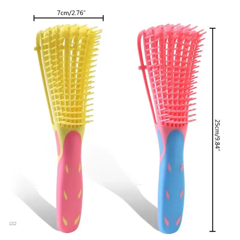 

J78D 8 Rows Detangling Brush Detangler Comb for Curly Wavy Wet Dry Thick Long Hair