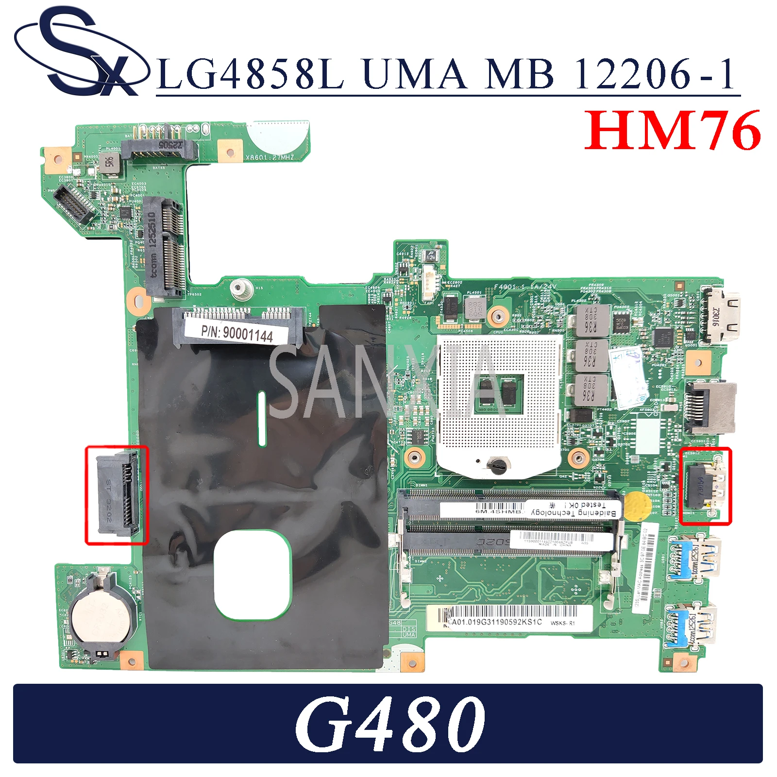 KEFU LG4858L UMA MB 12206-1 Laptop motherboard for Lenovo G480 (14 inch) original mainboard HM76 GM with HDMI