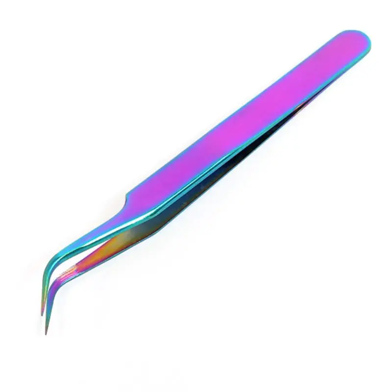 

1Pc 1Pc Stainless Steel Straight Curved Eye Lashes Tweezers Rainbow Colored False Fake Eyelash Extension Nippers Pointed Clip