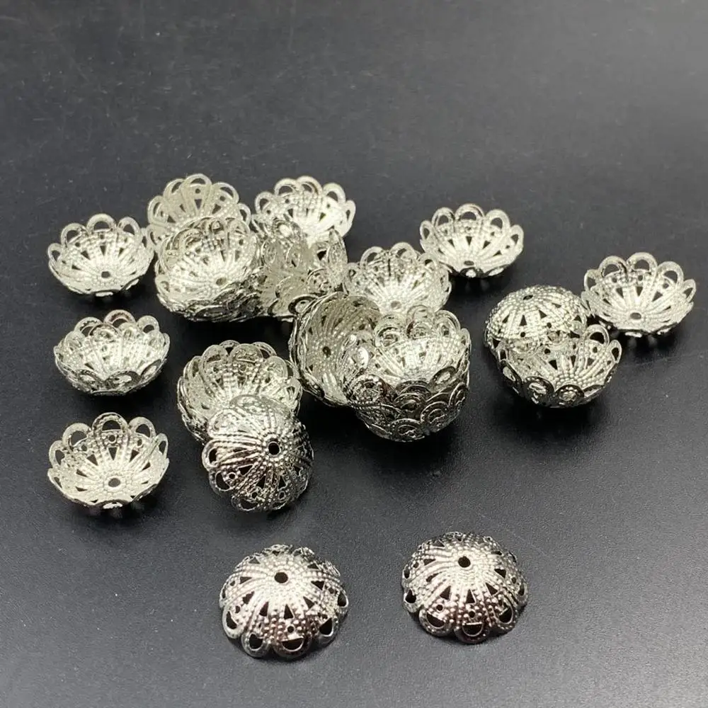 

100 шт./лот 16 мм колпачки из бисера полые цветочные филигранные конусные колпачки для изготовления ювелирных изделий