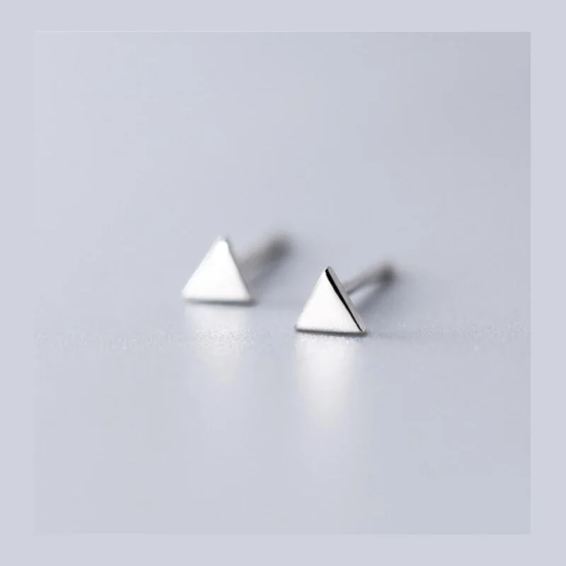 Silver Triangle ElfoPlataSi, настоящее 925 пробы, серебро, золото, треугольник, сердце, звезда, крест, круглые серьги-гвоздики для женщин, серебро, 925, ювелирное изделие, ED395 - Окраска металла: Silver Triangle