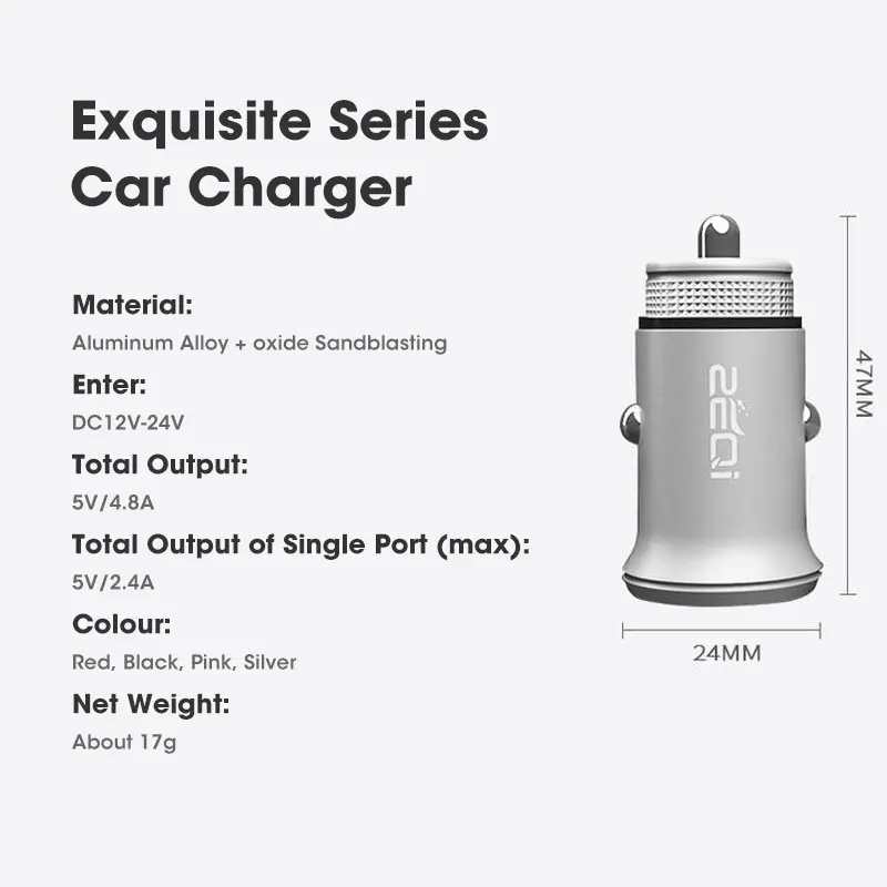 Автомобильное зарядное устройство с двумя USB-портами 24 Вт | Мобильные телефоны и