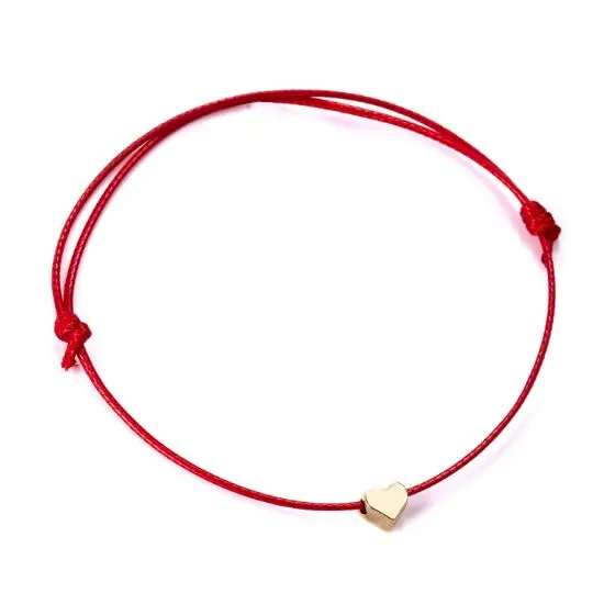 1 шт. простой красный браслет с сердечками и звездами регулируемый плетеный