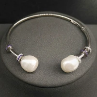 cheny s925 sterling silver bracelet new product baroque pearl open bracelet female fashion personality light luxury style jewelr