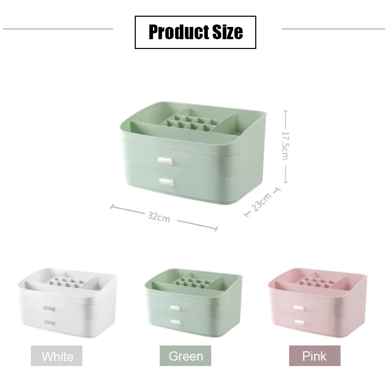 

Desktop Cosmetic Storage Box Large Capacity For Lipsticks Jewelry Storage Organizer Three-layer Plastic Container For Dresser