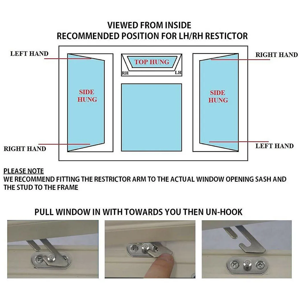 

4 Pack Window Restrictor Locks Window Restrictor Hook Stainless Steel Child Lock Restrictor With Screws For Upvc Windows Silver