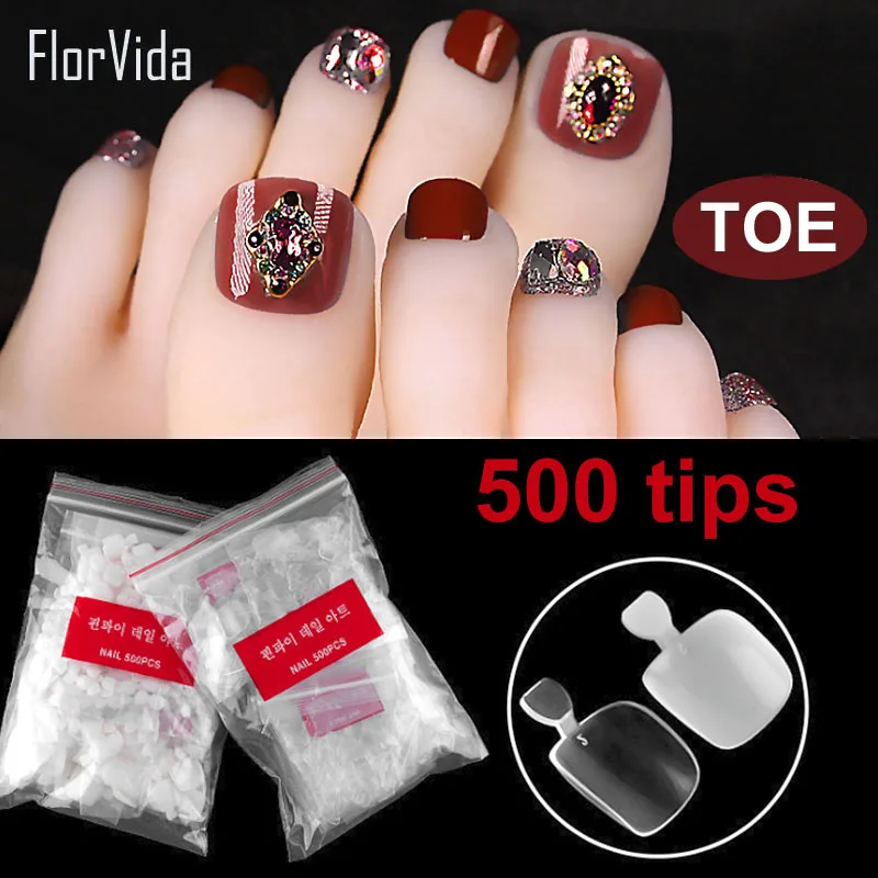 FlorVida 600 шт набор роспись ногтей ногти Короткие квадратные накладные ногти Советы прозрачный натуральный белый акрил для дизайна маникюра