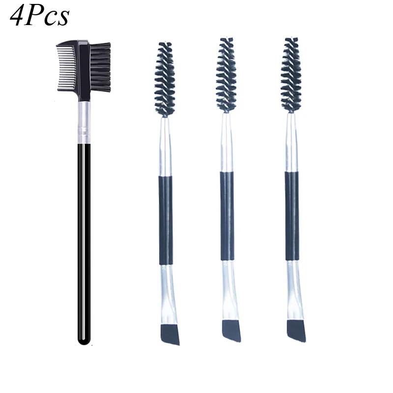 4 шт. набор для бровей кисть премиум класса угловая и пудры стальная расческа