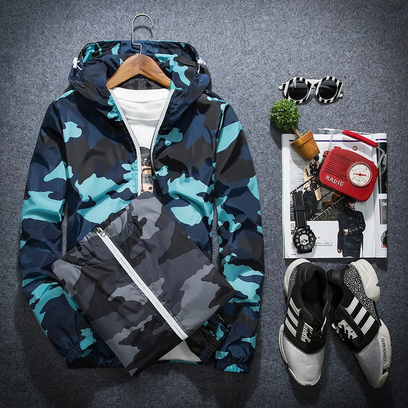 

2002 Camouflage Jacket Men's Coat Large Korean Fashion Reflective Camouflage Windbreaker Men's Spring And Autumn Baseball Suit C