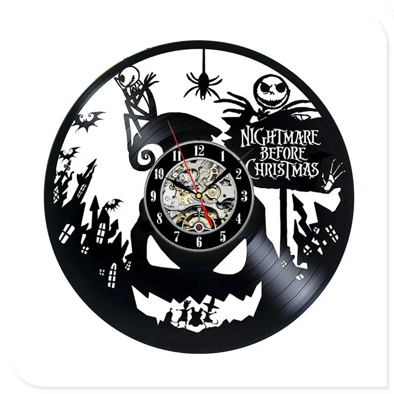 Хэллоуин Skellington черный виниловый CD 3D настенные часы Ночная кобыла перед рождественские украшения для поделок для дома - Цвет: 2
