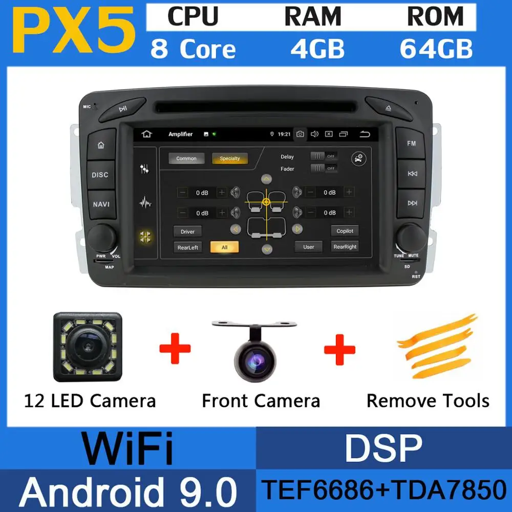 PX6 Octa Core Android 9,0 4+ 64G 5 USB для Mercedes Benz C Class W203 S203 C180 C200 C220 C230 C240 C270 C280 C300 автомобиль радио gps - Цвет: PX5