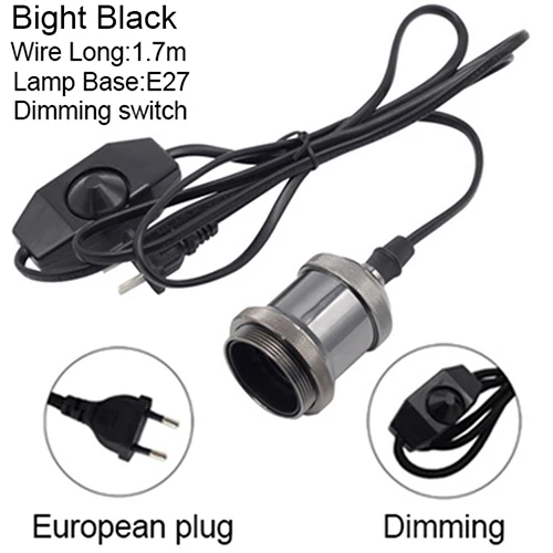 Bight Black Dimming Подвеска в виде вилки лампа винтажная база E27 1,7 м с переключателем гнездо держатель лампы подвесная осветительная арматура EU/US/AU/UK вилка затемнения - Цвет корпуса: Bight Black Dimming