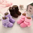 Теплые зимние ботинки для девочек, милые детские зимние ботинки на толстой хлопковой подошве, с подвеской-шариком, Детские модные ботинки, замшевые ботинки с резиновой подошвой