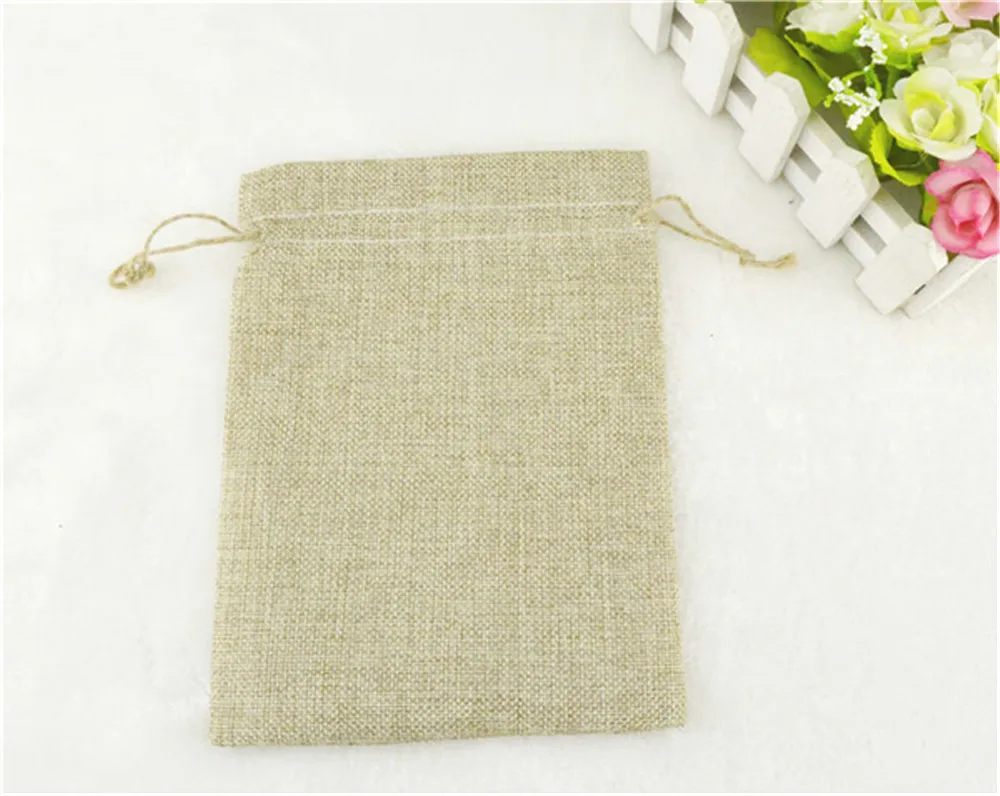 1PC(11 Sizes) Linen Jute Drawstring Gift Bags Sacks Party Favors Packaging Bag Wedding Christmas Candy Gift Bags Party Supplies
