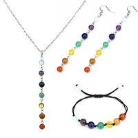 louleur 7 rainbow reiki chakra pendants necklace sets opal round beads natural stone necklaces collier femme women jewelry