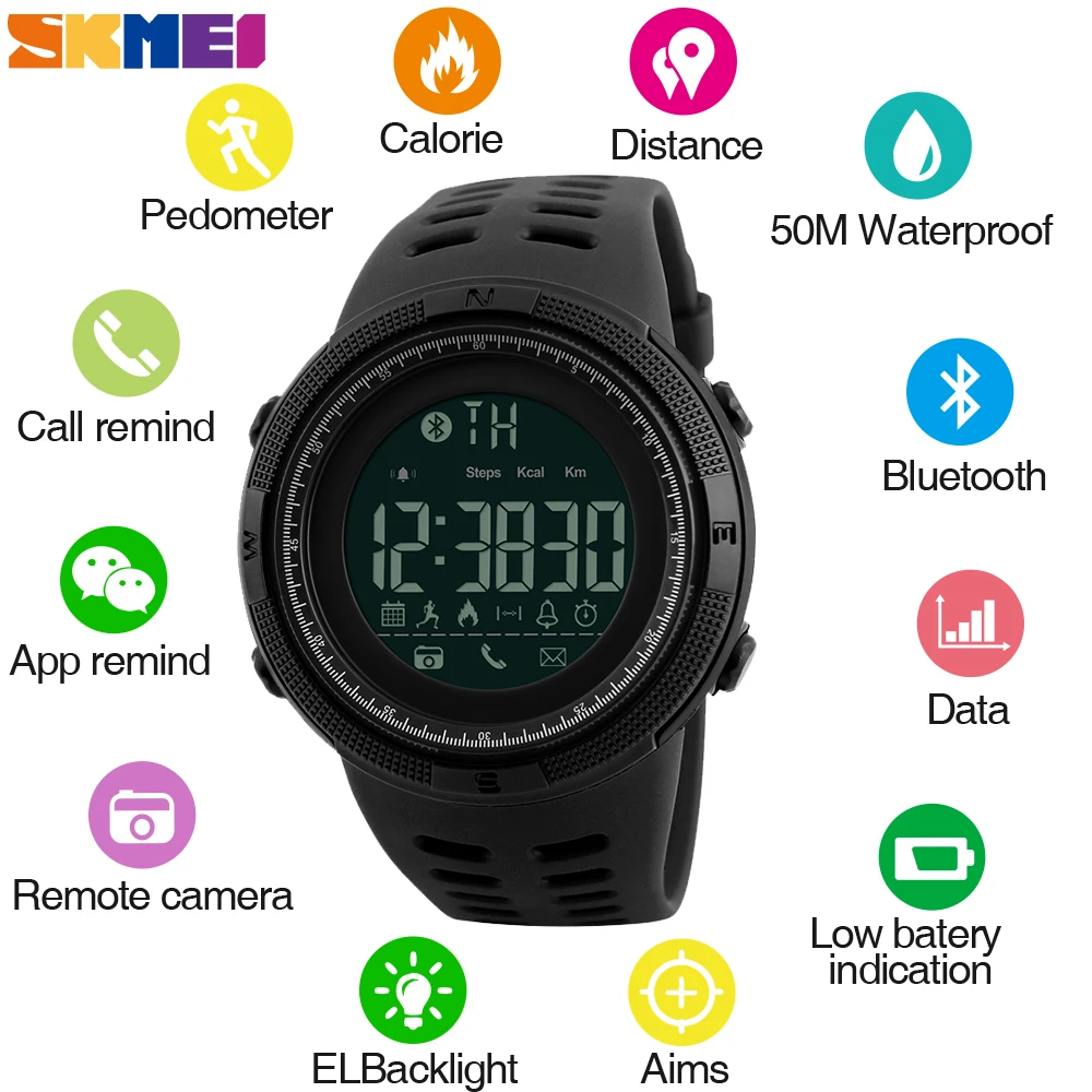 SKMEI Смарт часы для мужчин и женщин напоминание о звонках Bluetooth наручные Smartwatch s