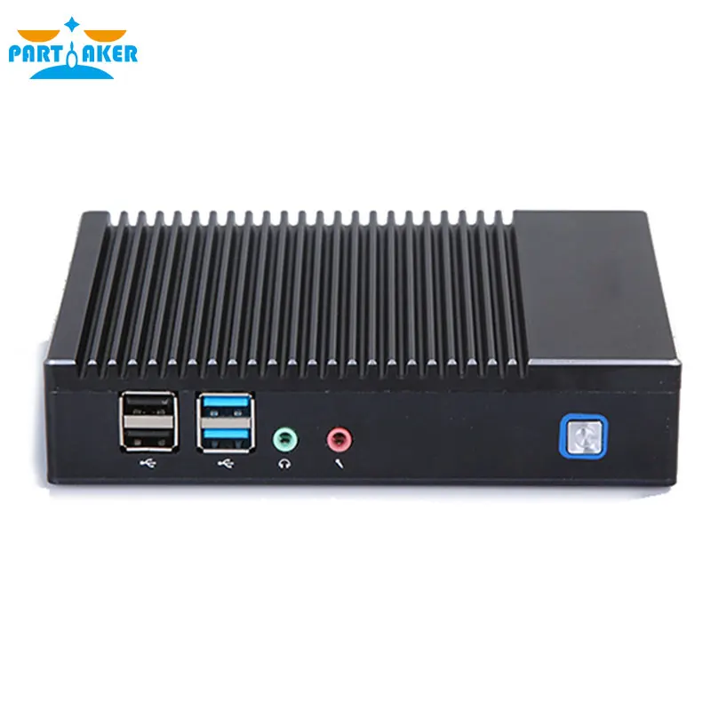 Partaker Fanless Mini PC AMD A6 1450 Quad Core Industrial Computer Mini Desktop PC Windows 10 Pro HDMI VGA Auto Power On