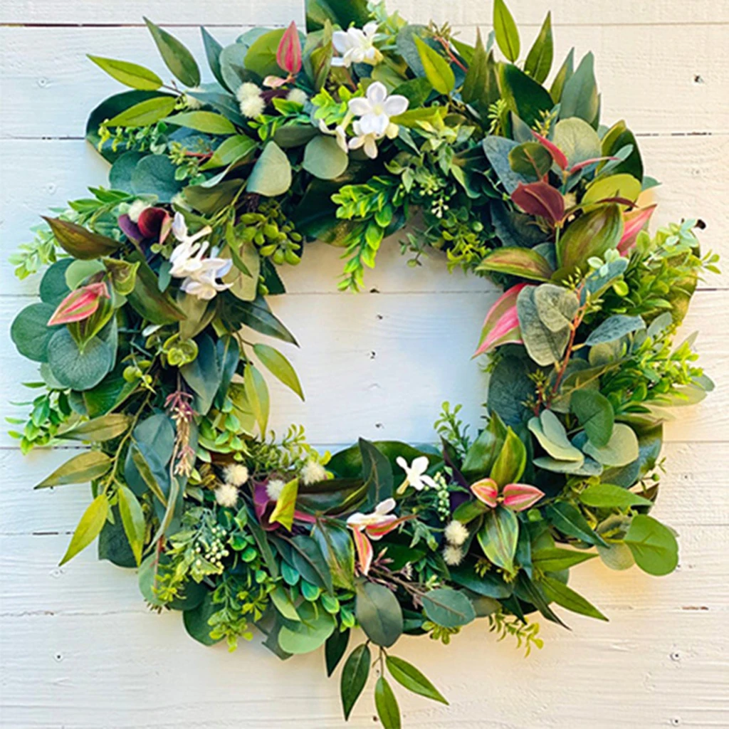 

Artificial Wreath Eucalyptus Leaf Front Door Hanging Garland Home Wall Decor