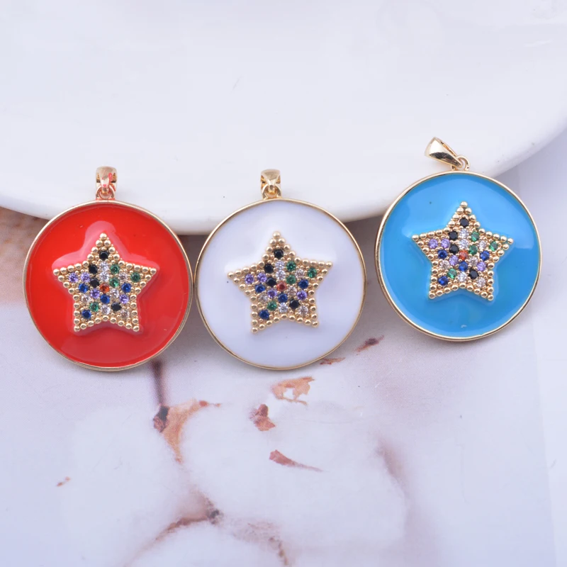 

3 шт. 22*24 мм Высокое качество! Золотая Корона Цвет медная круглая подвеска Цвет эмаль, циркон ожерелье для женщин аксессуары для кожаная вере...