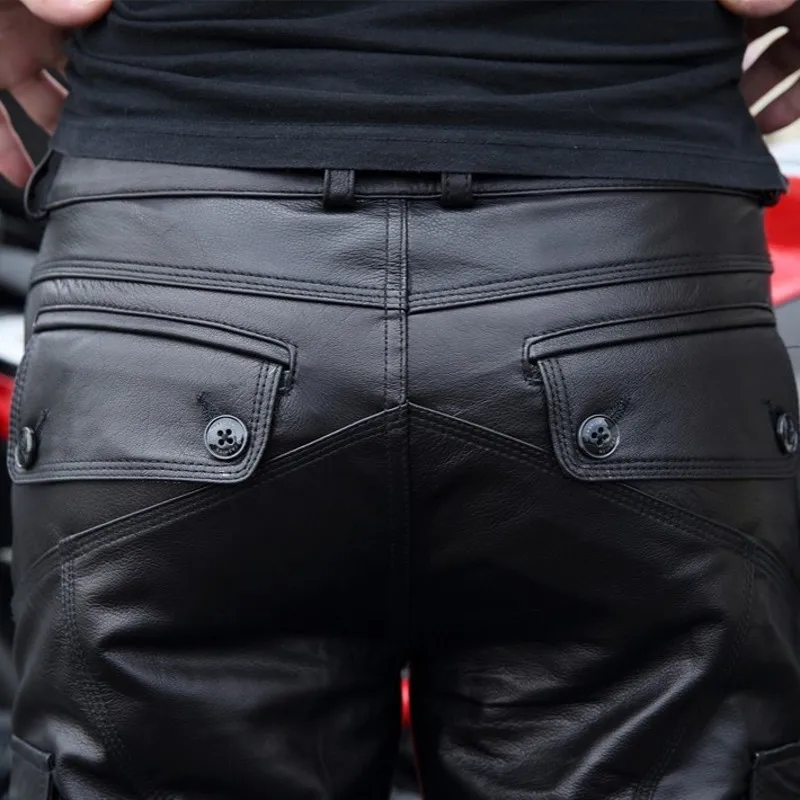 2020 мужские брюки высокого качества модные из натуральной кожи облегающие