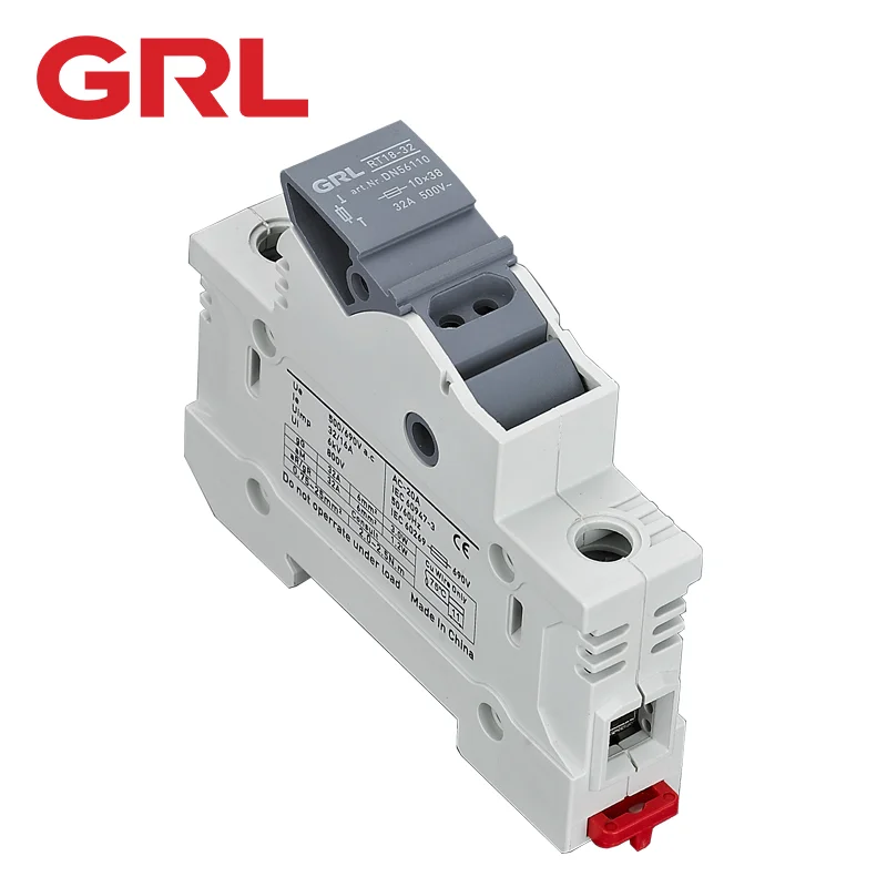 

GRL AC Fuse Holder Base 10x38MM 500V Fast Blow Ceramic RO15 RT18 DIN Rail Moun
