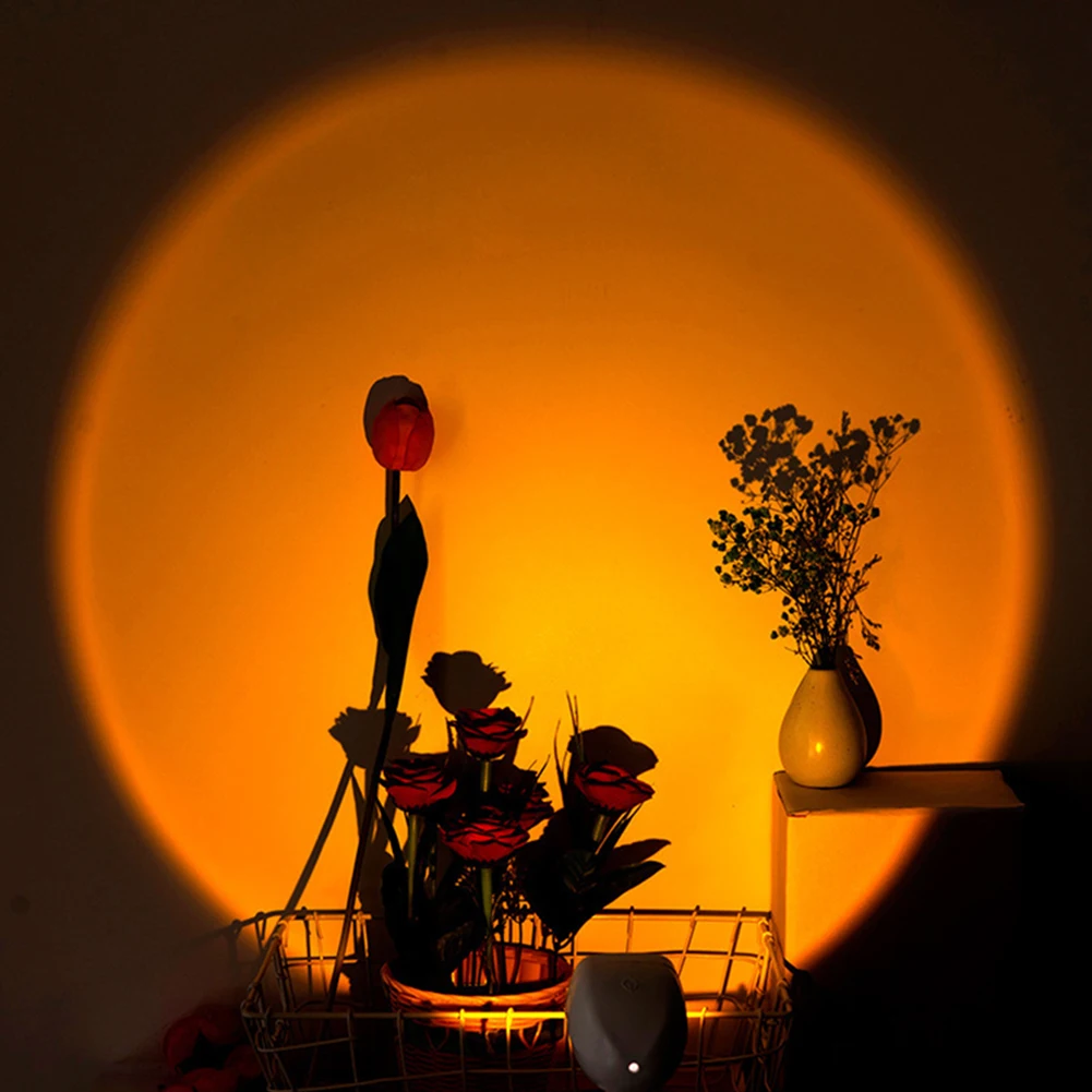 

Sunset Rainbow Projector Light LED Night Light USB Coffee Shop Room Atmosphere Lamp Background Wall Decoration for Bedroom