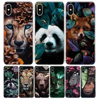 panda fox cat in the jungle silicon call phone case for apple iphone 11 13 pro max 12 mini 7 plus 6 x xr xs 8 6s se 5s cover