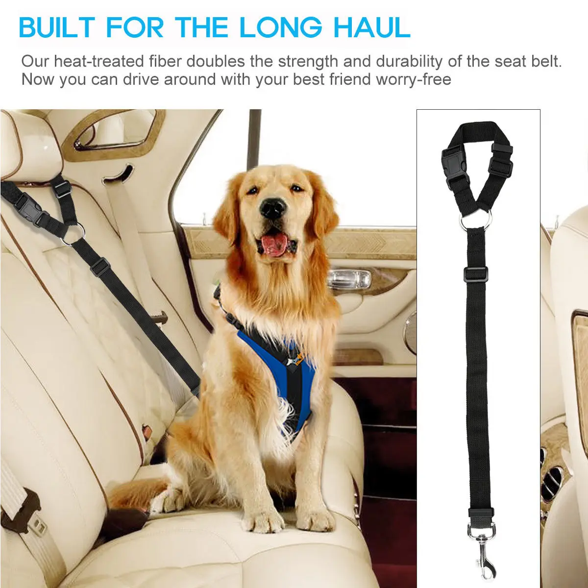 

Practical Dog Cat Pet Safety Adjustable Car Seat Belt Harness Leash Travel Clip Strap Lead