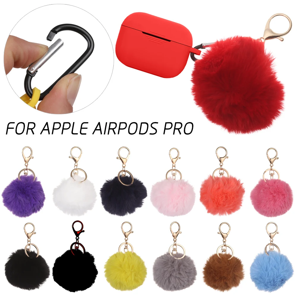 Модный защитный чехол для Air Pods 1/2, чехол для наушников, силиконовый чехол с защитой от падения, милый меховой шарик, брелок для Airpods/Airpods Pro