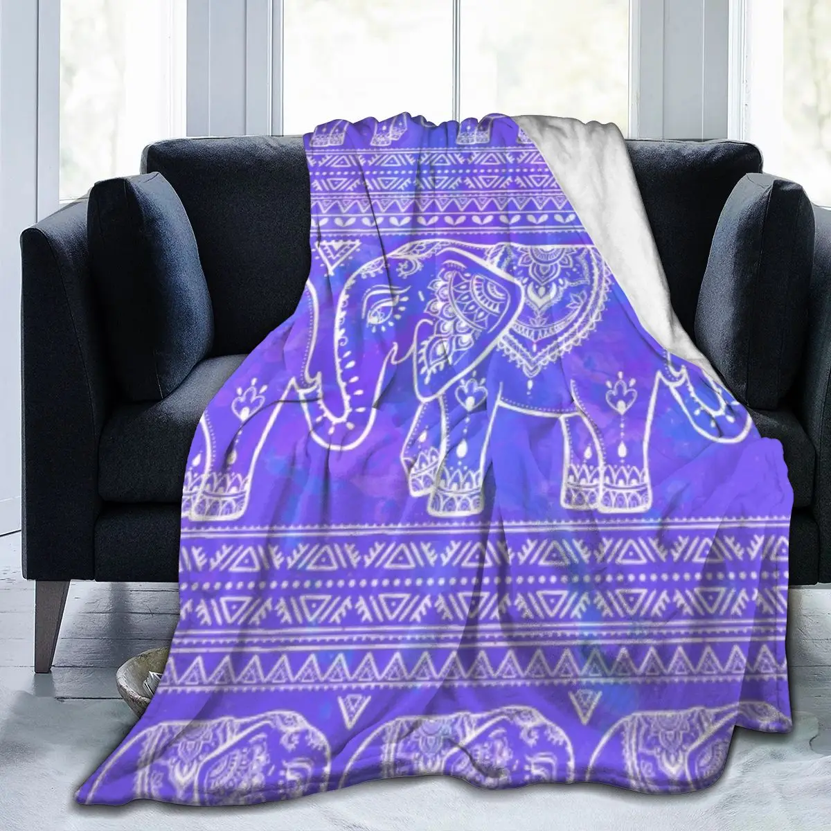 

Bohemian Elephant Mandala Pattern Flannel Fleece Blanket Throw Comfort Soft Blankets Decorative Home Dropship Wholesale Throw