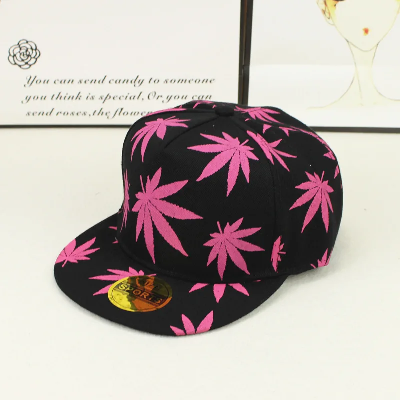 Rose red Новая мода вышивка лист белая кепка сорняки Snapback Головные уборы для мужчин и женщин хлопок хип-хоп облегающая Бейсболка подарок на день рождения - Цвет: Rose red