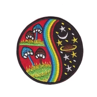 10pcslot mushroom rainbow round embroidery patch star backpack clothing decoration accessories diy iron heat transfer applique