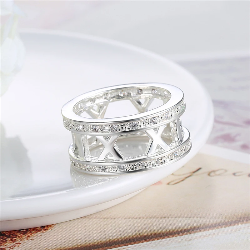 Женские обручальные кольца DOTEFFIL из стерлингового серебра 925 пробы с римскими