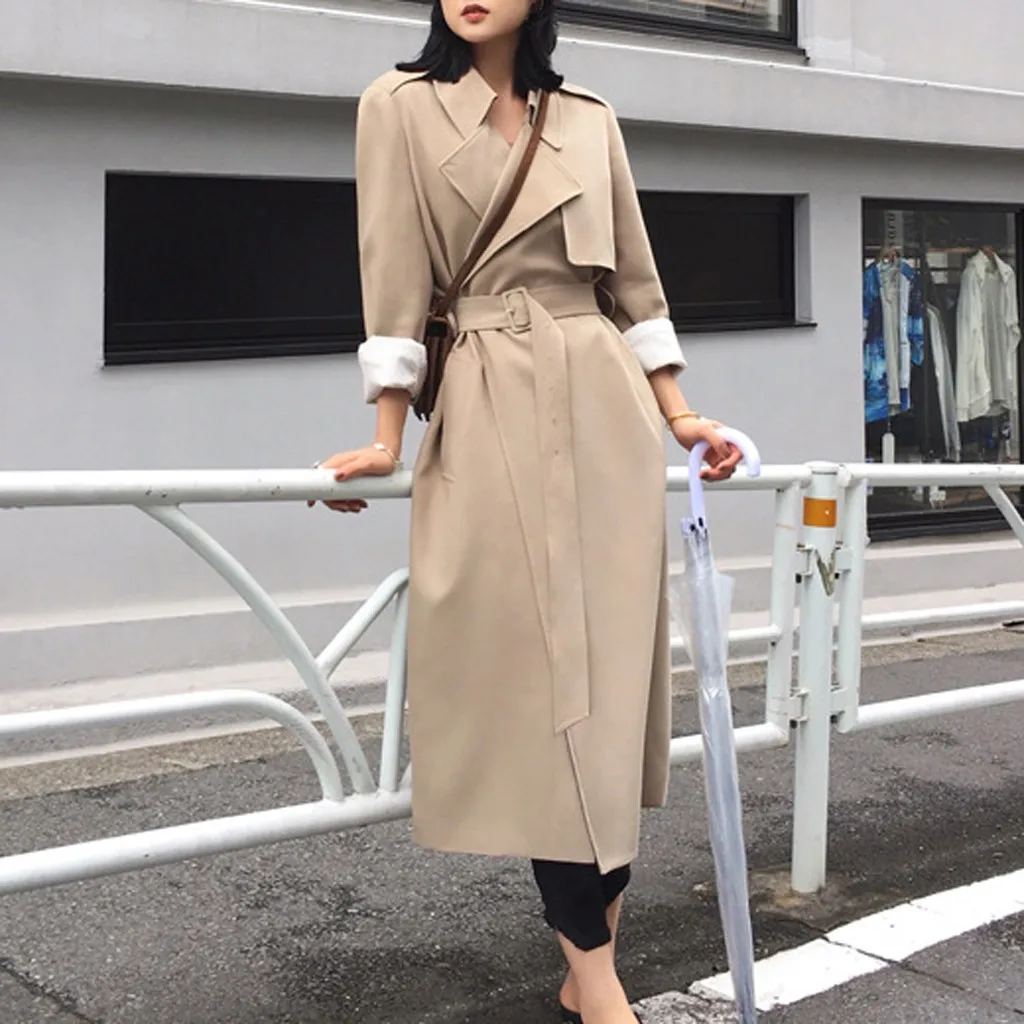 Тренчкот женский в Корейском стиле модная верхняя одежда с регулируемой талией