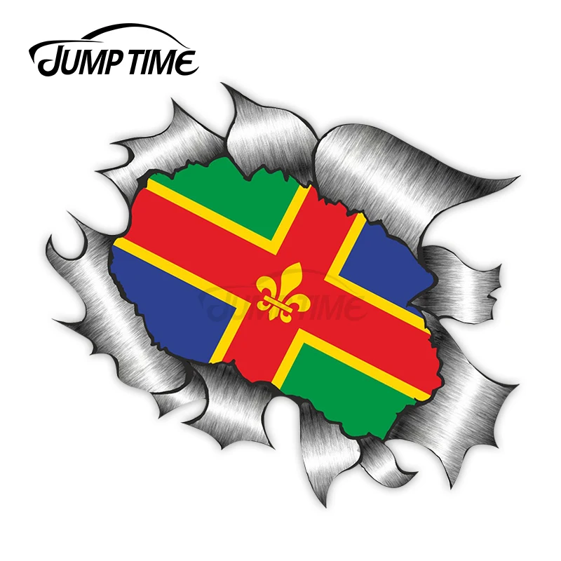

Jump Time Ripped Torn Metal Design With Lincolnshire County Flag Motif External Vinyl Car Sticker for Windows Bumper