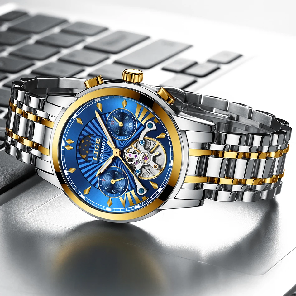 Montre Homme LIGE мужские s часы Топ люксовый бренд мода Tourbillon автоматические механические часы мужские водонепроницаемые часы со скелетом
