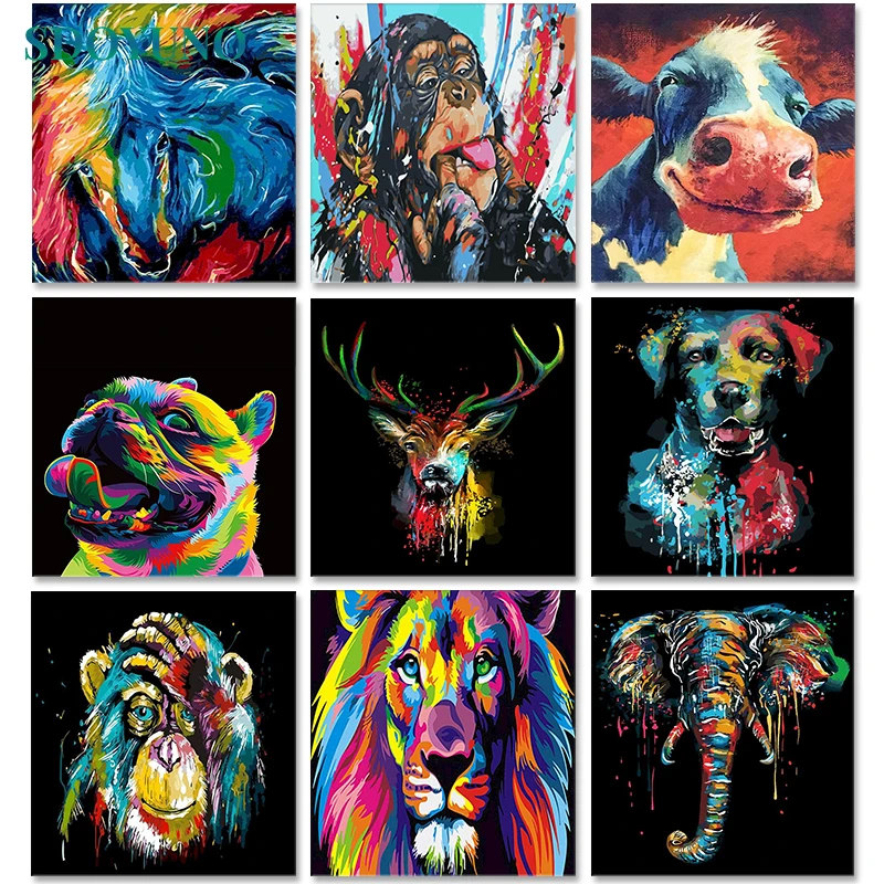 

SDOYUNO Animals Painting By Numbers Kits Lions DIY 60x75cm Oil Coloring By Numbers On Canvas Frameless Handpaint Draw Number