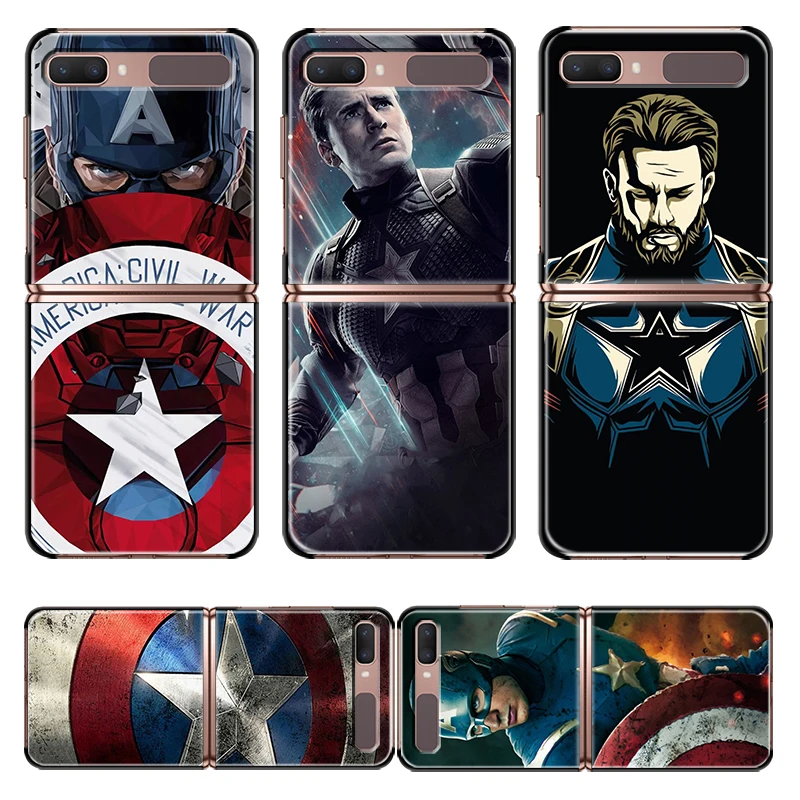 

Captain America Hero For Samsung Galaxy Z Flip 3 5G Black Fashion Mobile Shockproof Fundas Hard Cover Phone Case