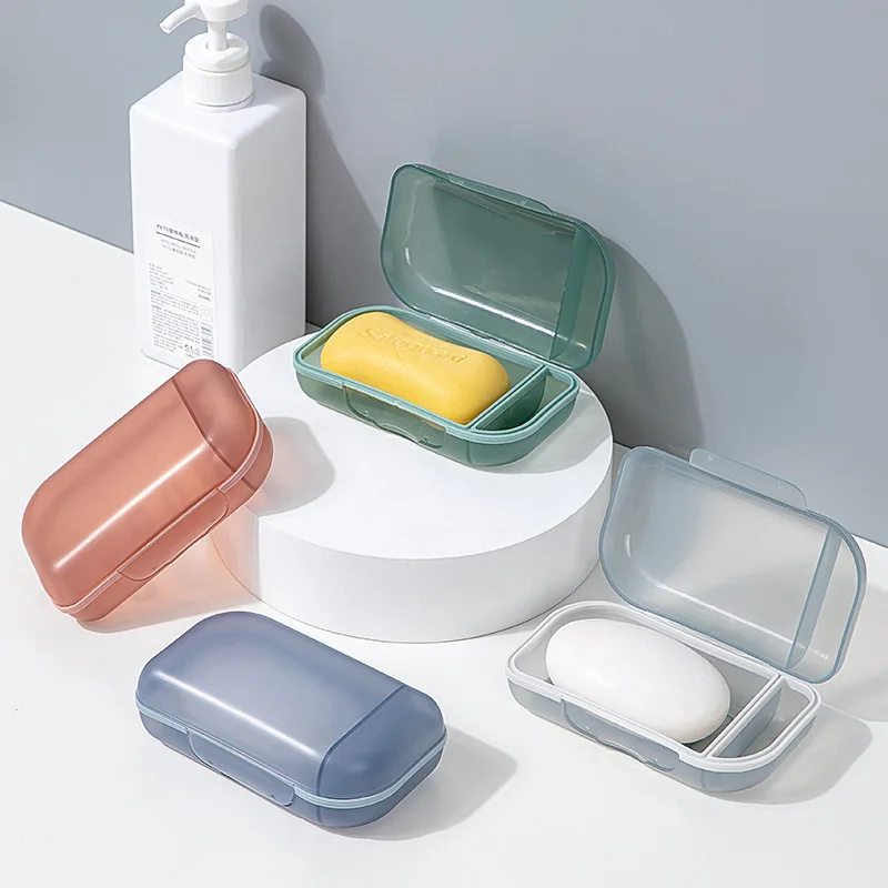 

Translucent With Lid Sealed for Travel PP/TPR Bathroom Supplies Soap Dishes Multi-function Portable
