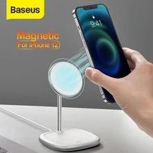 Baseus Magnetic Wireless Charger For iPhone 12 Pro Max Protable Wireless Charger  For Xiaomi Samsung Desktop  Phone Holder Stand