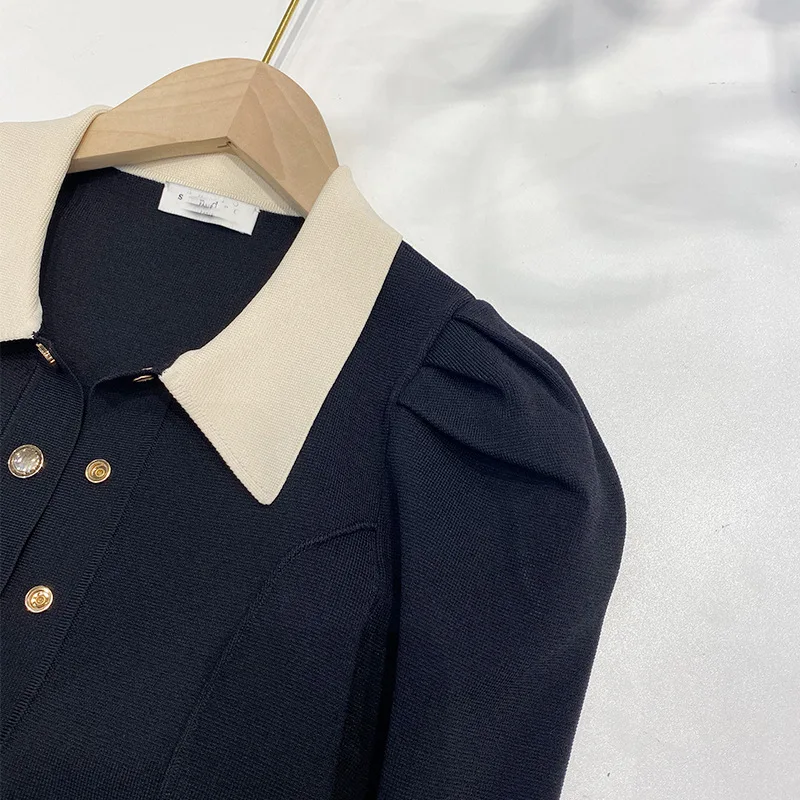 Осень 2020 Новинка трикотажный свитер с лацканами маленькое ароматное трикотажное