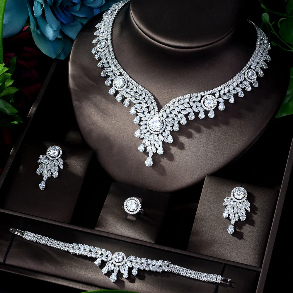 HIBRIDE классические наборы свадебных украшений AAA кубический цирконий медь