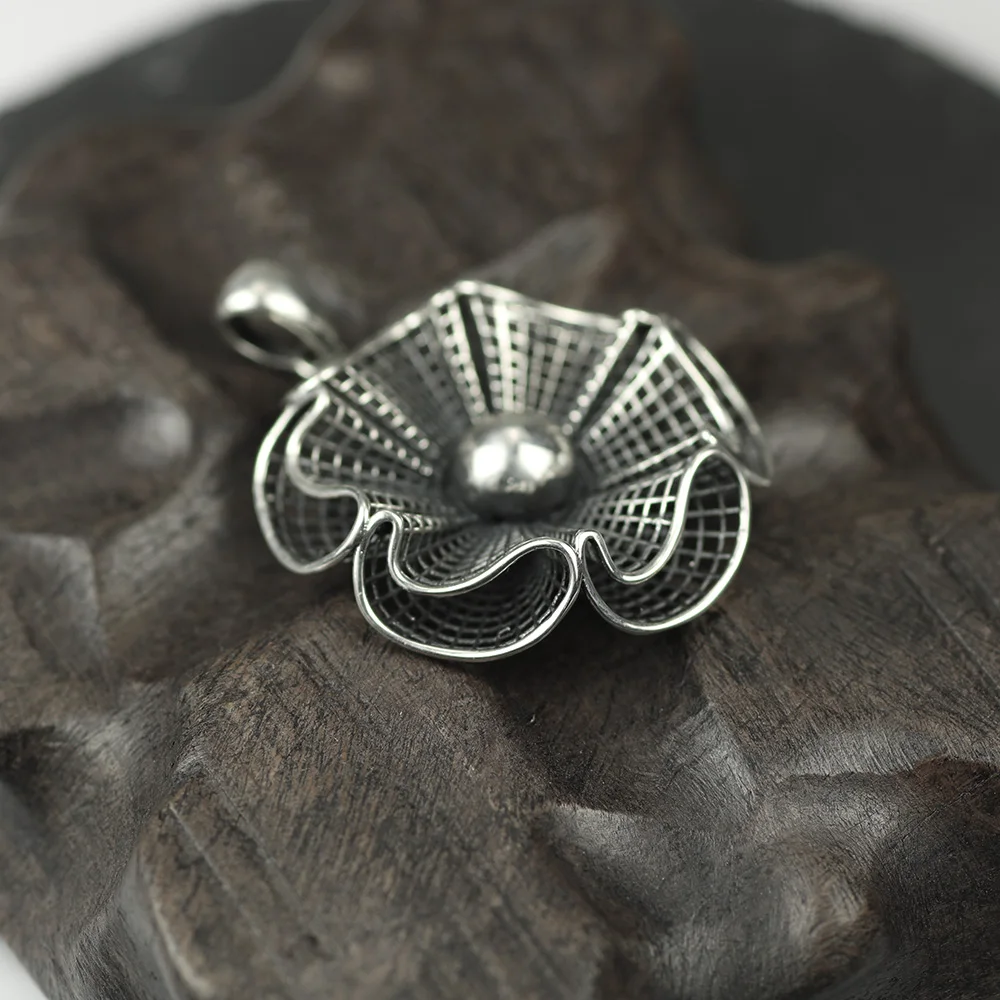 Женские винтажные подвески из стерлингового серебра 925 пробы с полыми цветами