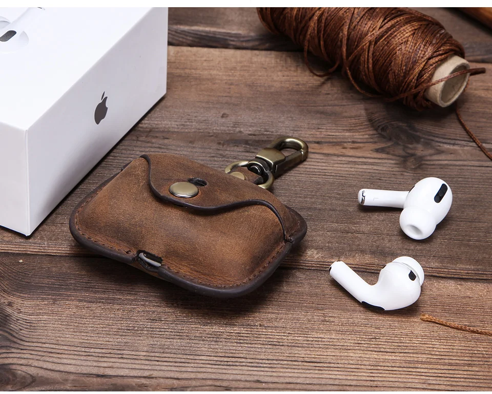 Роскошный чехол из натуральной коровьей кожи airpods Pro apple fundas auriculares inalambricos airpod 3 чехол с брелком для ключей